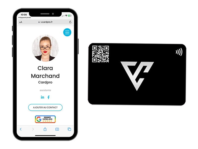 Carte de Visite Numérique Vcard montrant un design moderne et professionnel